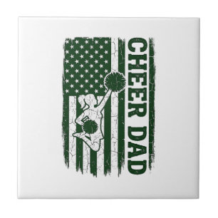 Cheer Dad American Flag Vintage Vector Design_1 Tile