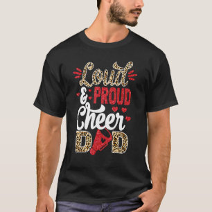 Cheer Dad Biggest Fan Leopard Print And Pom Pom T-Shirt
