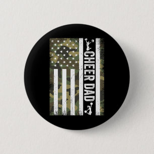 Cheer Dad Camo American Flag Fathers Day Cheerlead 6 Cm Round Badge