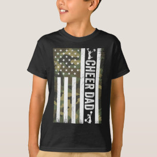 Cheer Dad Camo American Flag Fathers Day Cheerlead T-Shirt