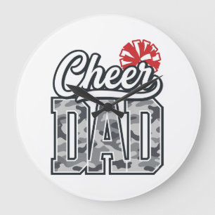 Cheer Dad Camo Pom Vintage Vector Design_1 Large Clock