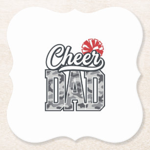 Cheer Dad Camo Pom Vintage Vector Design_1 Paper Coaster