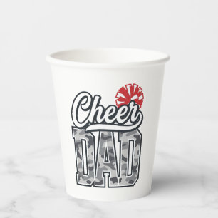 Cheer Dad Camo Pom Vintage Vector Design_1 Paper Cups