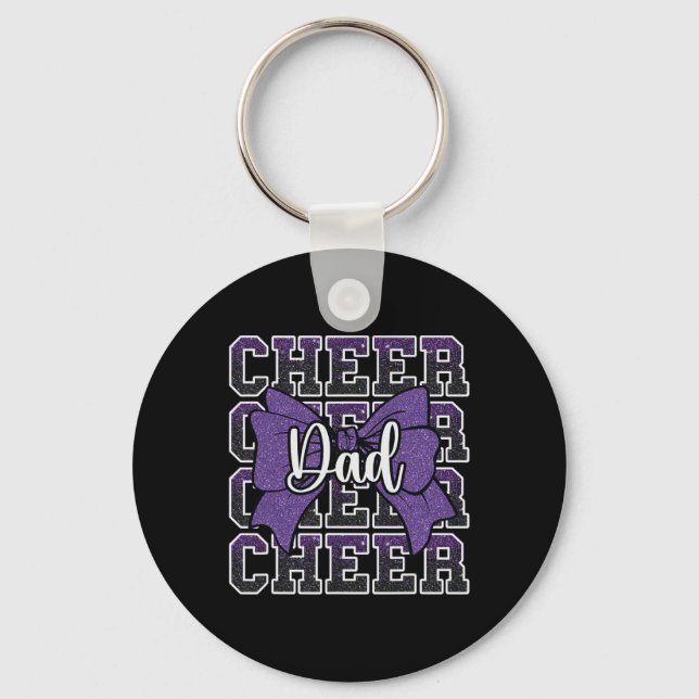 Cheer Dad Daddy Bow Sport Cheerleader Cheerleading Key Ring (Front)