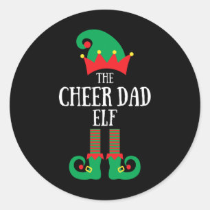 Cheer Dad Elf Christmas Cheerleading Matching Fami Classic Round Sticker