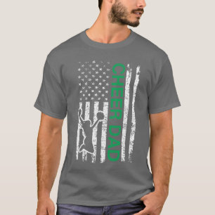 Cheer Dad Flag Green Cheerleading family T-Shirt