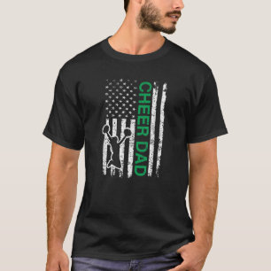 Cheer Dad Flag Green Cheerleading T-Shirt