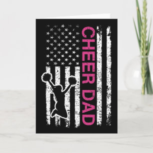 Cheer Dad Flag Pink Cheerleading Card