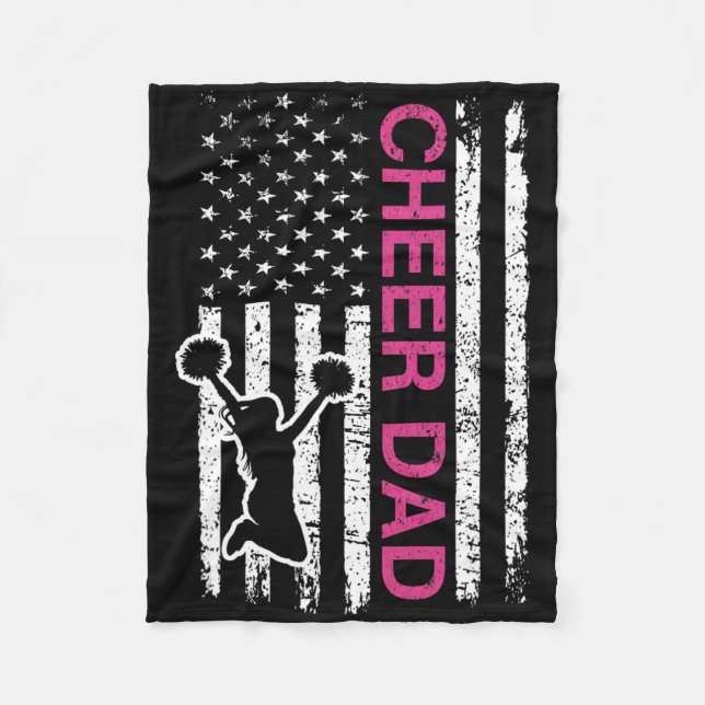 Cheer Dad Flag Pink Cheerleading  Fleece Blanket (Front)