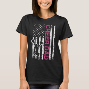 Cheer Dad Flag Pink Cheerleading T-Shirt