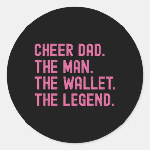 Cheer Dad Funny Vintage Cheerleading Man Wallet Le Classic Round Sticker