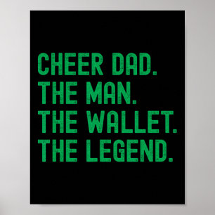 Cheer Dad Green Funny Cheerleading Man Wallet Lege Poster