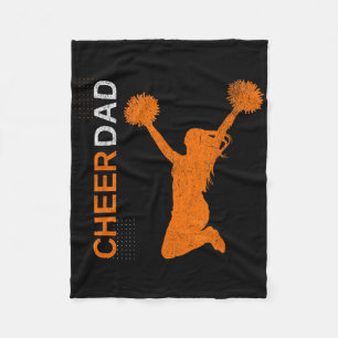 Cheer Dad Orange Cheerleading _1 Fleece Blanket