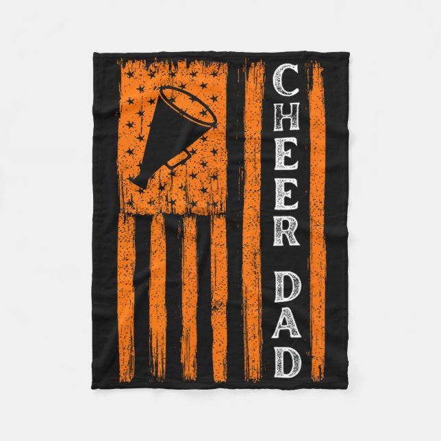 Cheer Dad Orange Cheerleading Flag _1  Fleece Blanket (Front)