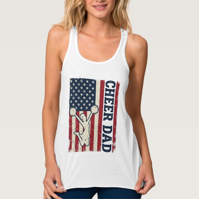 Cheer Dad Patriotic American Flag Vector Shirt Des (Front)