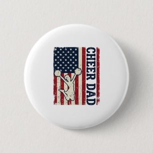 Cheer Dad Patriotic American Flag Vector Shirt Des 6 Cm Round Badge