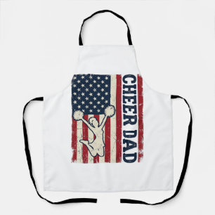 Cheer Dad Patriotic American Flag Vector Shirt Des Apron