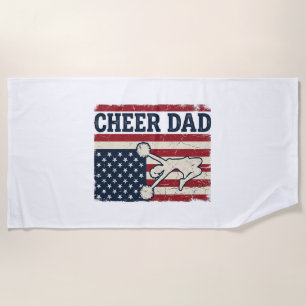 Cheer Dad Patriotic American Flag Vector Shirt Des Beach Towel