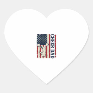 Cheer Dad Patriotic American Flag Vector Shirt Des Heart Sticker
