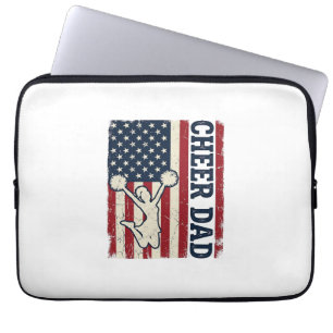 Cheer Dad Patriotic American Flag Vector Shirt Des Laptop Sleeve
