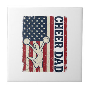 Cheer Dad Patriotic American Flag Vector Shirt Des Tile