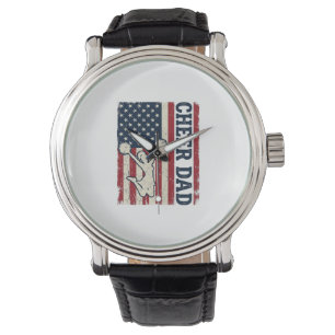 Cheer Dad Patriotic American Flag Vector Shirt Des Watch