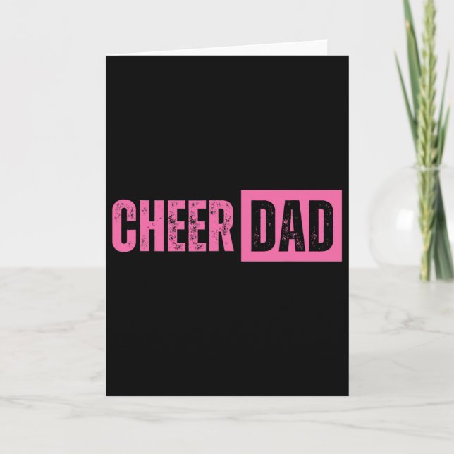 Cheer Dad Pink Cheerleading  Card (Front)