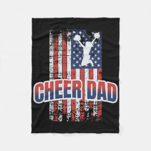 Cheer Dad Red White Blue Flag Cheerleading  Fleece Blanket