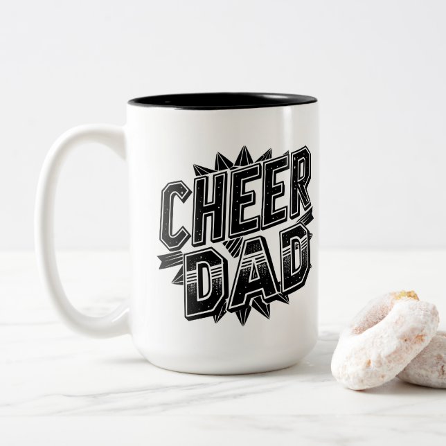 Cheer Dad  Two-Tone Coffee Mug (With Donut)