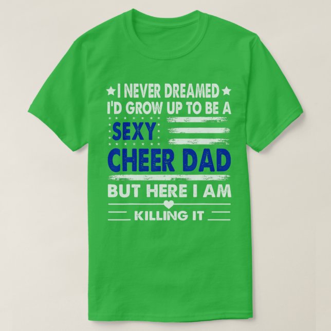 Cheer Dad Us Flag Cheerleading Cheerleader Father  T-Shirt (Design Front)