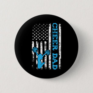 Cheer Dad Usa American Flag Cheerleader Dad Cheerl 6 Cm Round Badge