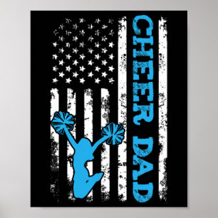 Cheer Dad Usa American Flag Cheerleader Dad Cheerl Poster