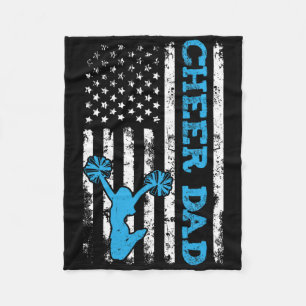 Cheer Dad Usa American Flag Cheerleader Dad Distre Fleece Blanket