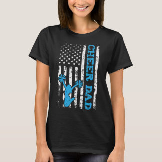 Cheer Dad Usa American Flag Cheerleader Dad Distre T-Shirt