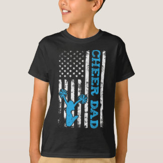Cheer Dad Usa American Flag Cheerleader Dad Distre T-Shirt
