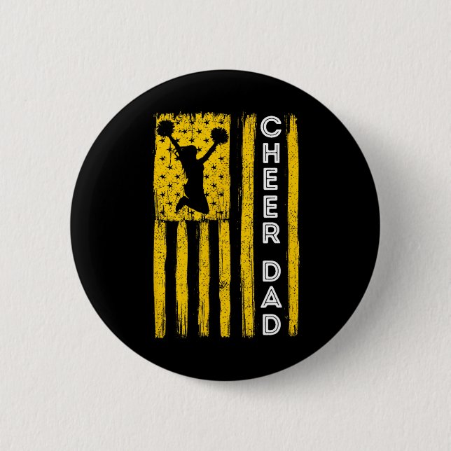 Cheer Dad Yellow Cheerleading Flag  6 Cm Round Badge (Front)
