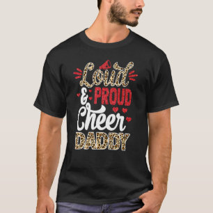 Cheer Daddy Biggest Fan Leopard Print And Pom Pom T-Shirt