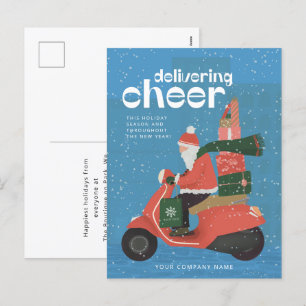 Cheer Delivery Santa Scooter Business Holiday Card