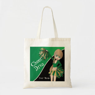 Cheer Diva Green Cheerleader Tote Bag
