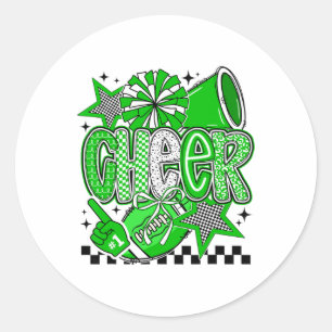 Cheer Footll Cheerleading Cheerleader Green Women  Classic Round Sticker