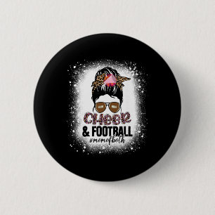 Cheer Footll Cheerleading Mum Of Both Messy Bun Bl 6 Cm Round Badge