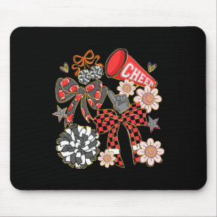 Cheer Footll Coquette Bow Game Day Cheerleader Red Mouse Pad