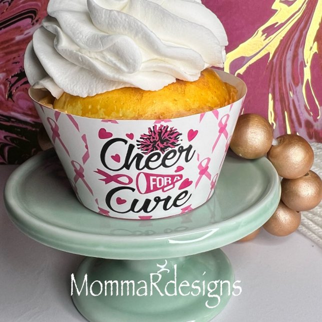 Cheer for a cure breast cancer cupcake wrapper (Creator Uploaded)