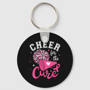 Cheer For The Cure Cute Cheerleader Pink Ribbon Po Key Ring