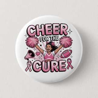 Cheer For The Cure Leopard Cheer Pink Football 6 Cm Round Badge