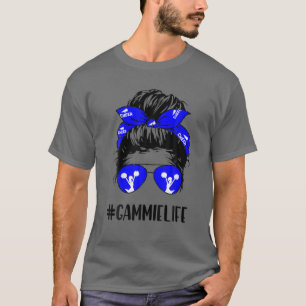 Cheer Gammie Life Messy Bun Hair Cheerleading Moth T-Shirt