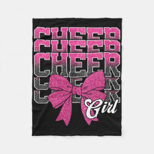 Cheer Girl Coquette Bow Cheerleading Cheerleader P Fleece Blanket