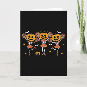 Cheer Girl Pumpkin Skeleton Halloween Girls Kids C Card