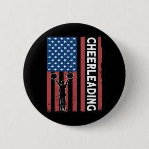 Cheer Girl Usa Flag Cheerleading  6 Cm Round Badge