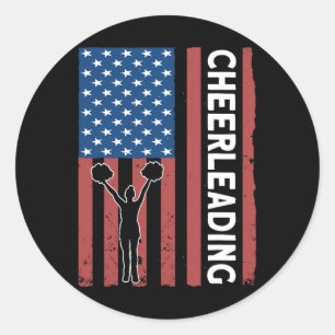 Cheer Girl Usa Flag Cheerleading  Classic Round Sticker
